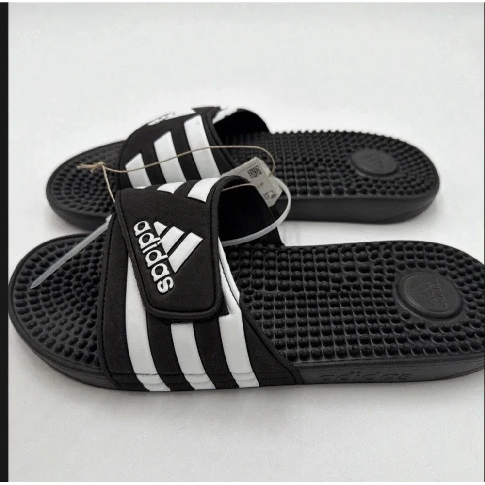 adidas Adissage Slide Black/White Mens Size 13 New With Tags